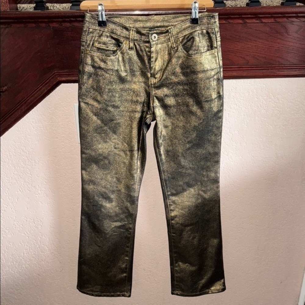 Boutique DGH Women’s Size 2 Gold Metallic Denim Jeans Festival Concert Vibes